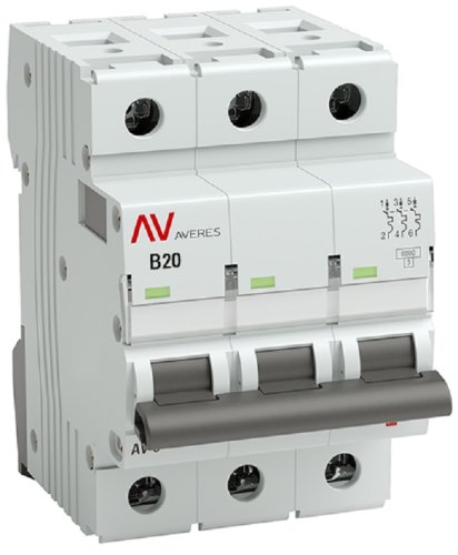 Выключатель автоматический EKF Averes AV-6 3п 20А B 6кА картинка